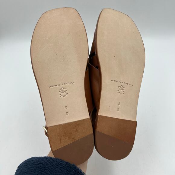 Loeffler Randal Grayson Leather Peep Toe Slingback Sandals Tan Coastal Prep - Picture 7 of 10